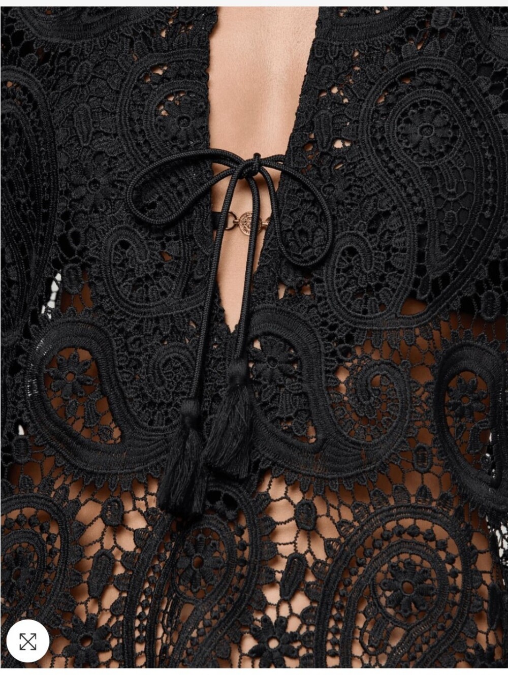 L'AGENCE Ansley Crochet Long Sleeve Cover-Up Mini Dress- XS - Picture 6 of 7